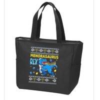 Funny Ugly Hanukkah Sweater Menorasaurus Rex Menorah  Zip Tote Bag