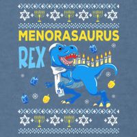 Funny Ugly Hanukkah Sweater Menorasaurus Rex Menorah  Garment-Dyed Sweatshirt