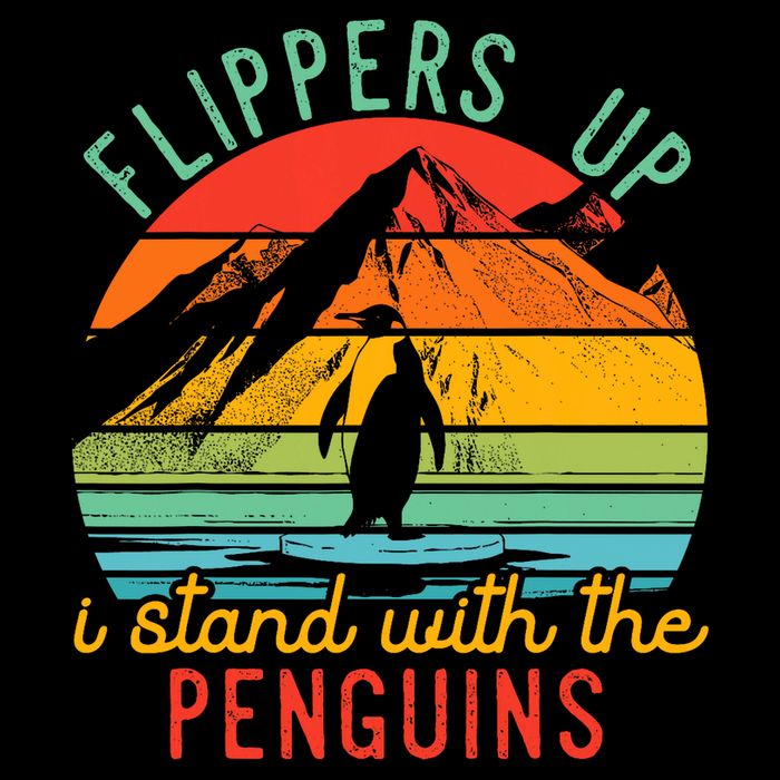 Flippers Up I Stand With The Penguins Funny Penguin  Drawstring Bag
