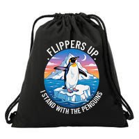Flippers Up I Stand With The Penguins Drawstring Bag