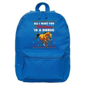 Funny Ugly I Want For Christmas Is A Horse Gift 16 in Basic Backpack