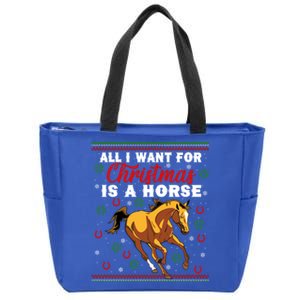 Funny Ugly I Want For Christmas Is A Horse Gift Zip Tote Bag