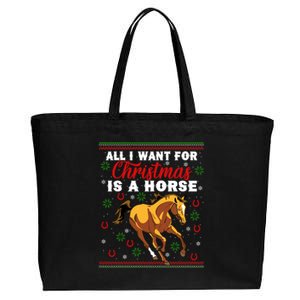 Funny Ugly I Want For Christmas Is A Horse Gift Cotton Canvas Jumbo Tote