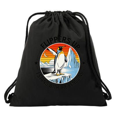 Flippers Up I Stand With The Penguins Arctic Pride Fan Drawstring Bag