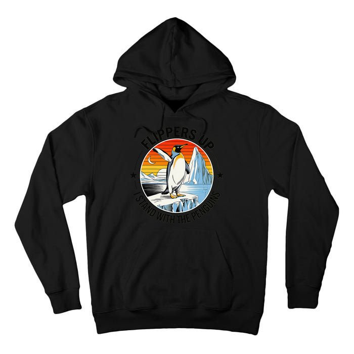 Flippers Up I Stand With The Penguins Arctic Pride Fan Tall Hoodie