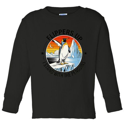 Flippers Up I Stand With The Penguins Arctic Pride Fan Toddler Long Sleeve Shirt