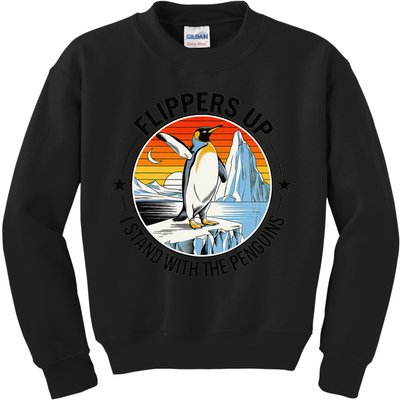 Flippers Up I Stand With The Penguins Arctic Pride Fan Kids Sweatshirt