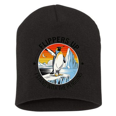 Flippers Up I Stand With The Penguins Arctic Pride Fan Short Acrylic Beanie
