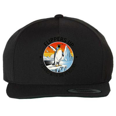 Flippers Up I Stand With The Penguins Arctic Pride Fan Wool Snapback Cap