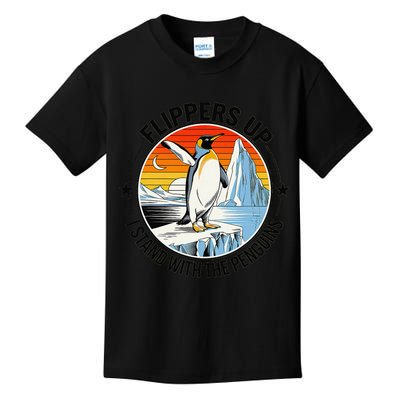 Flippers Up I Stand With The Penguins Arctic Pride Fan Kids T-Shirt