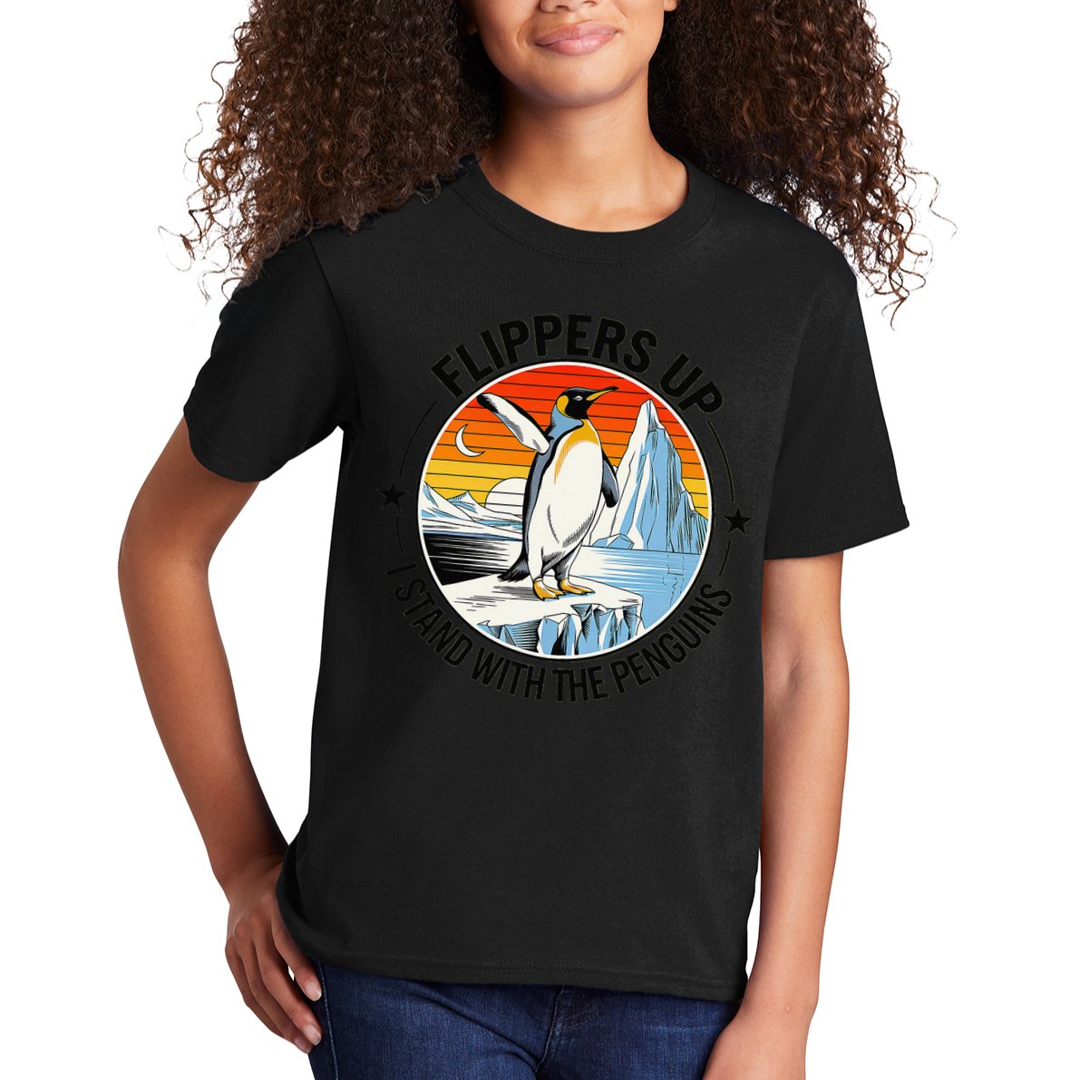 Flippers Up I Stand With The Penguins Arctic Pride Fan Kids T-Shirt