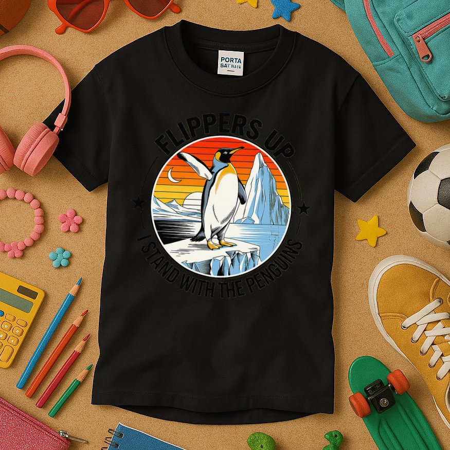 Flippers Up I Stand With The Penguins Arctic Pride Fan Kids T-Shirt
