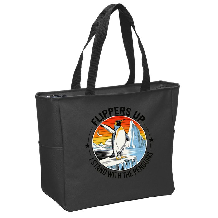 Flippers Up I Stand With The Penguins Arctic Pride Fan Zip Tote Bag
