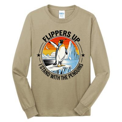 Flippers Up I Stand With The Penguins Arctic Pride Fan Tall Long Sleeve T-Shirt