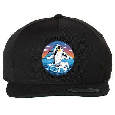 Flippers Up I Stand With The Penguins Wool Snapback Cap