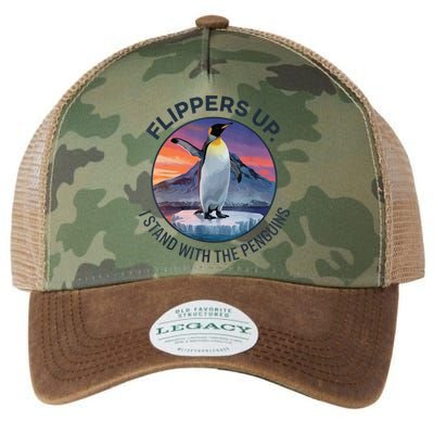 Flippers Up I Stand With The Penguins  Legacy Tie Dye Trucker Hat