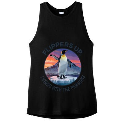 Flippers Up I Stand With The Penguins  Ladies PosiCharge Tri-Blend Wicking Tank