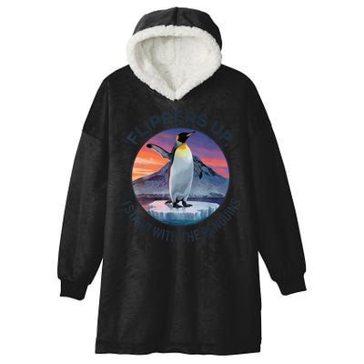 Flippers Up I Stand With The Penguins  Hooded Wearable Blanket