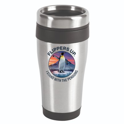 Flippers Up I Stand With The Penguins  16oz Travel Tumbler