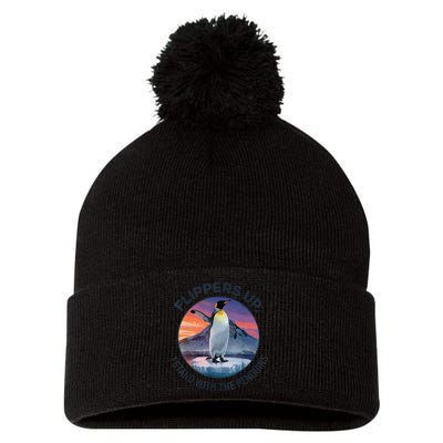 Flippers Up I Stand With The Penguins  Pom Pom 12in Knit Beanie