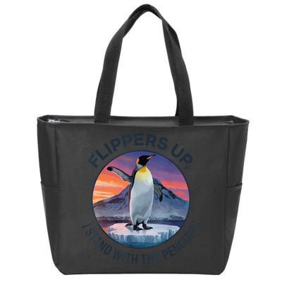 Flippers Up I Stand With The Penguins  Zip Tote Bag