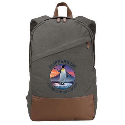 Flippers Up I Stand With The Penguins  Cotton Canvas Backpack