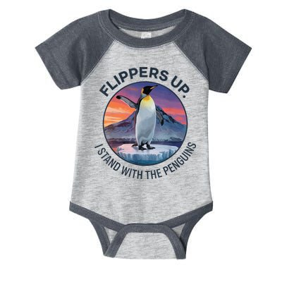 Flippers Up I Stand With The Penguins  Infant Baby Jersey Bodysuit