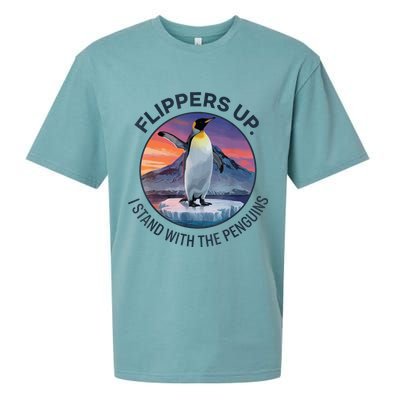 Flippers Up I Stand With The Penguins  Sueded Cloud Jersey T-Shirt