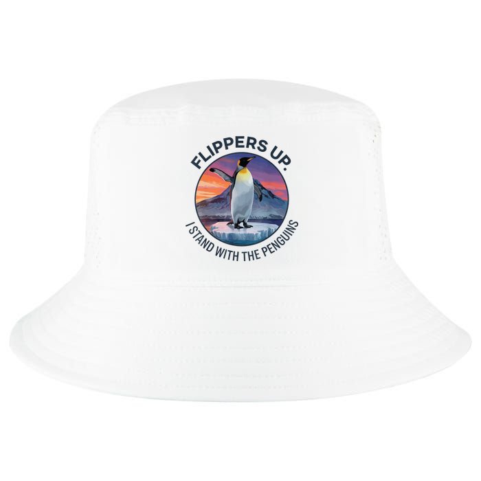 Flippers Up I Stand With The Penguins  Cool Comfort Performance Bucket Hat