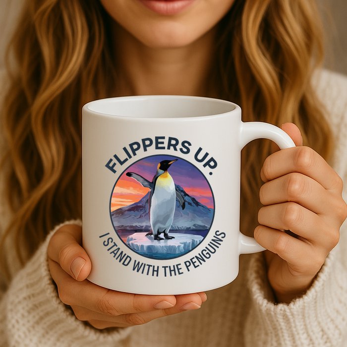 Flippers Up I Stand With The Penguins  Mug