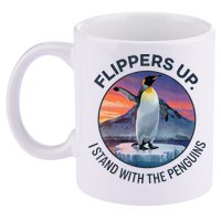 Flippers Up I Stand With The Penguins  11oz C Handle Ceramic Mug
