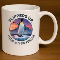 Flippers Up I Stand With The Penguins  11oz C Handle Ceramic Mug
