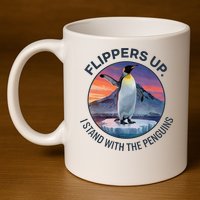 Flippers Up I Stand With The Penguins  11oz C Handle Ceramic Mug