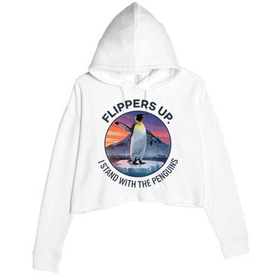 Flippers Up I Stand With The Penguins  Crop Fleece Hoodie