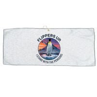 Flippers Up I Stand With The Penguins  Large Microfiber Waffle Golf Towel
