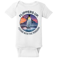 Flippers Up I Stand With The Penguins  Baby Bodysuit