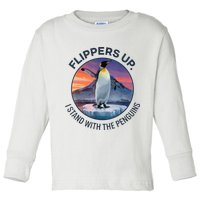 Flippers Up I Stand With The Penguins  Toddler Long Sleeve Shirt