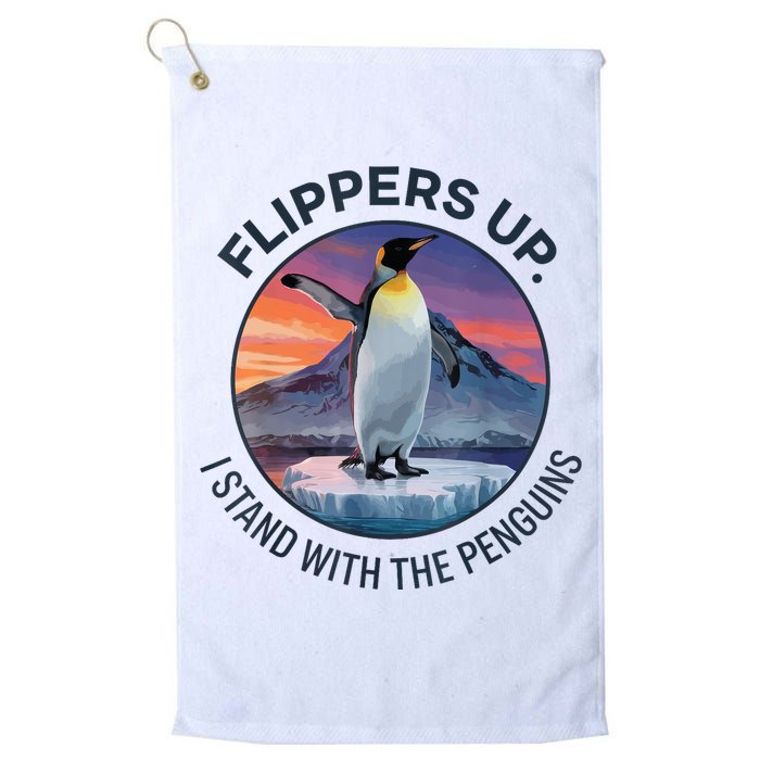 Flippers Up I Stand With The Penguins  Golf Towel
