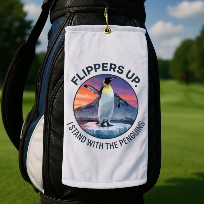 Flippers Up I Stand With The Penguins  Golf Towel