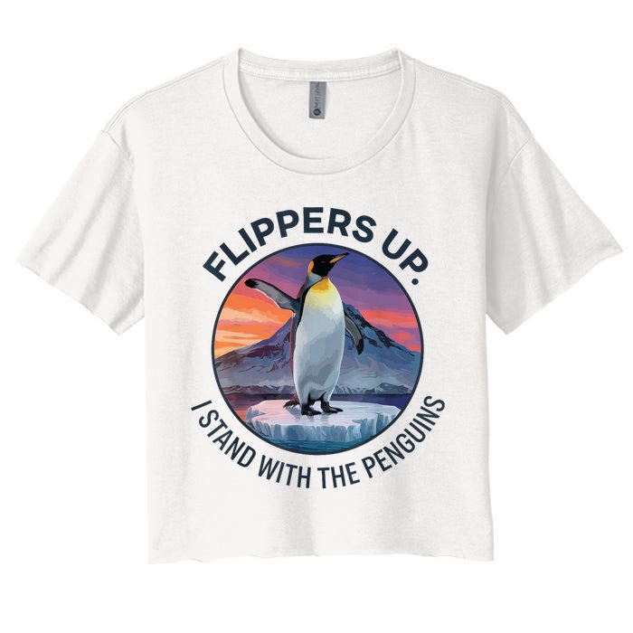 Flippers Up I Stand With The Penguins  Crop Top
