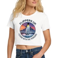 Flippers Up I Stand With The Penguins  Crop Top