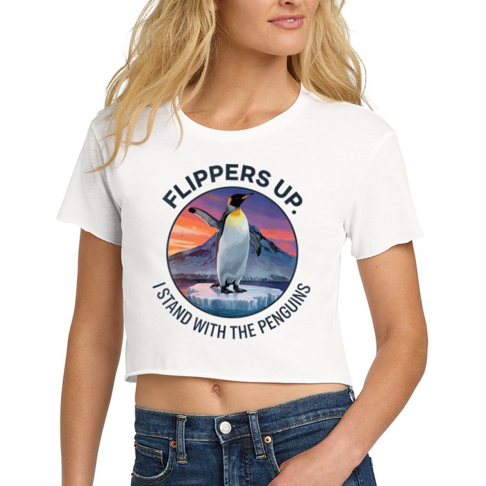 Flippers Up I Stand With The Penguins  Crop Top
