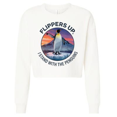 Flippers Up I Stand With The Penguins  Cropped Pullover Crew