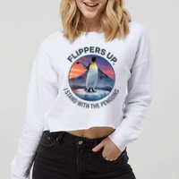 Flippers Up I Stand With The Penguins  Cropped Pullover Crew