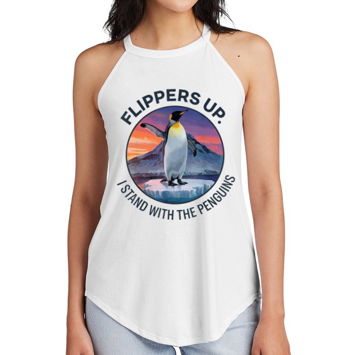Flippers Up I Stand With The Penguins  Women's Perfect Tri Rocker Tank