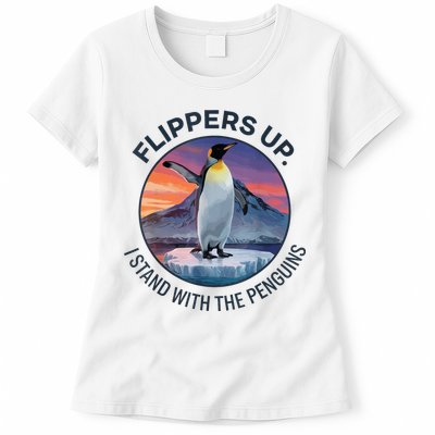 Flippers Up I Stand With The Penguins  Womens T-Shirt
