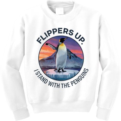 Flippers Up I Stand With The Penguins  Kids Sweatshirt