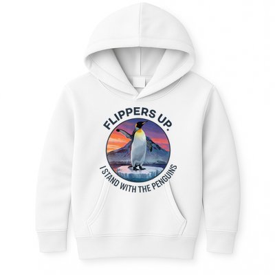 Flippers Up I Stand With The Penguins  Kids Hoodie