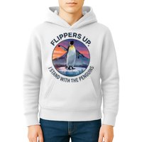 Flippers Up I Stand With The Penguins  Kids Hoodie