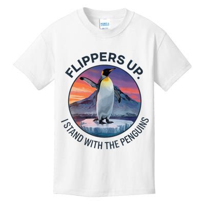 Flippers Up I Stand With The Penguins  Kids T-Shirt